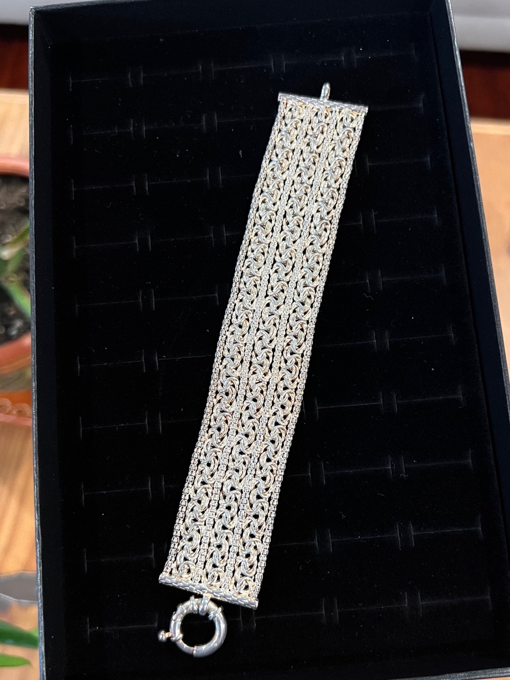 950 Sterling Silver Triple Layer Byzantine Chain Bracelet
